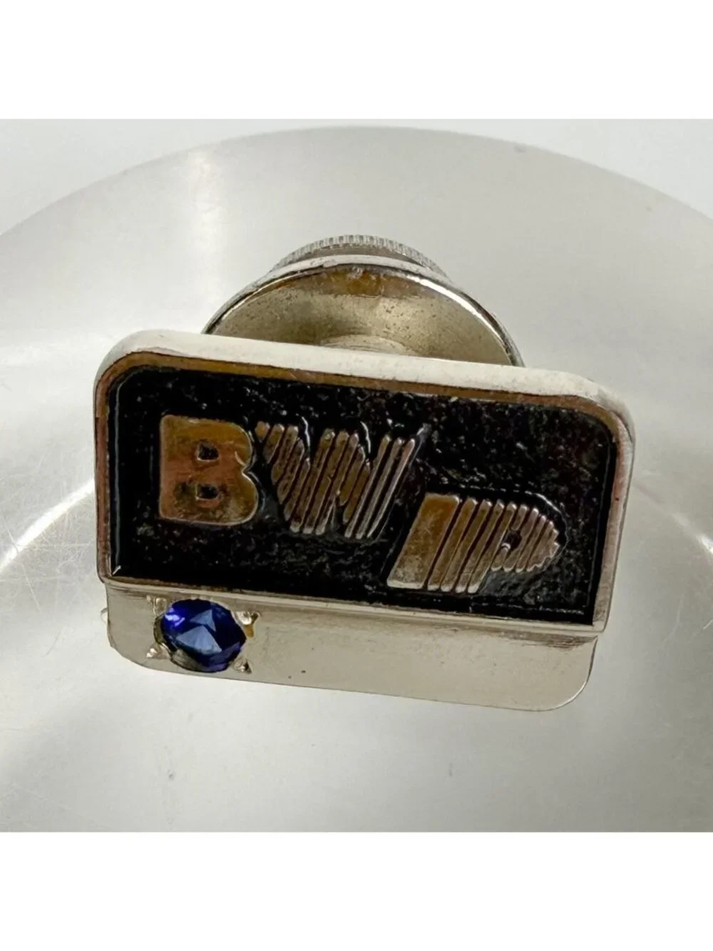 Vtg BWP Burbank Water Power Sterling Silver Sapphire Employee Tie Tack Pinback